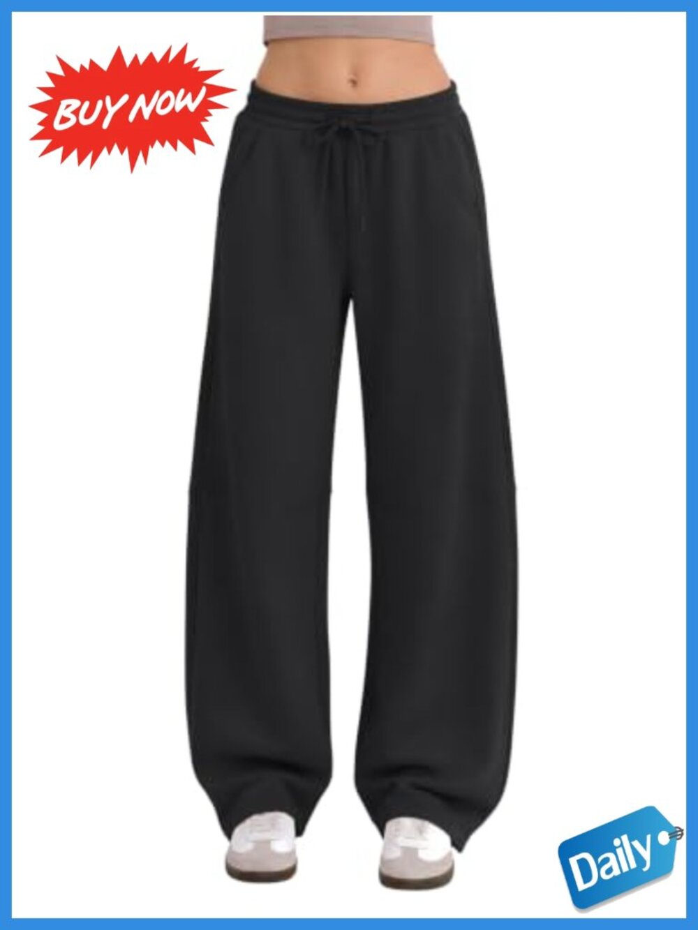 Women's Fleece Wide Leg Barrel Sweatpants Baggy Lounge Pants